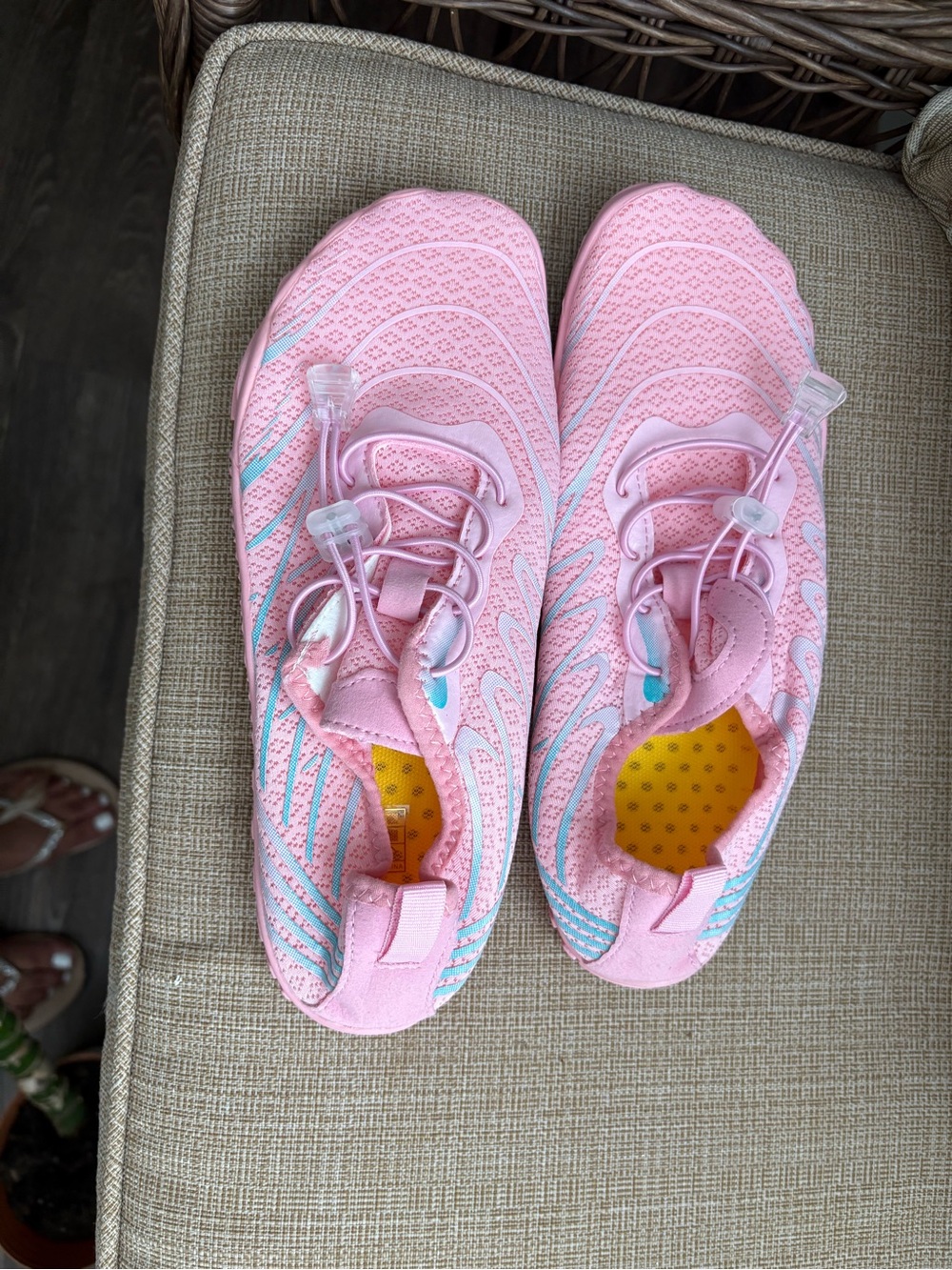 Kids Pink Slip-On Water Shoes with Aqua Accents